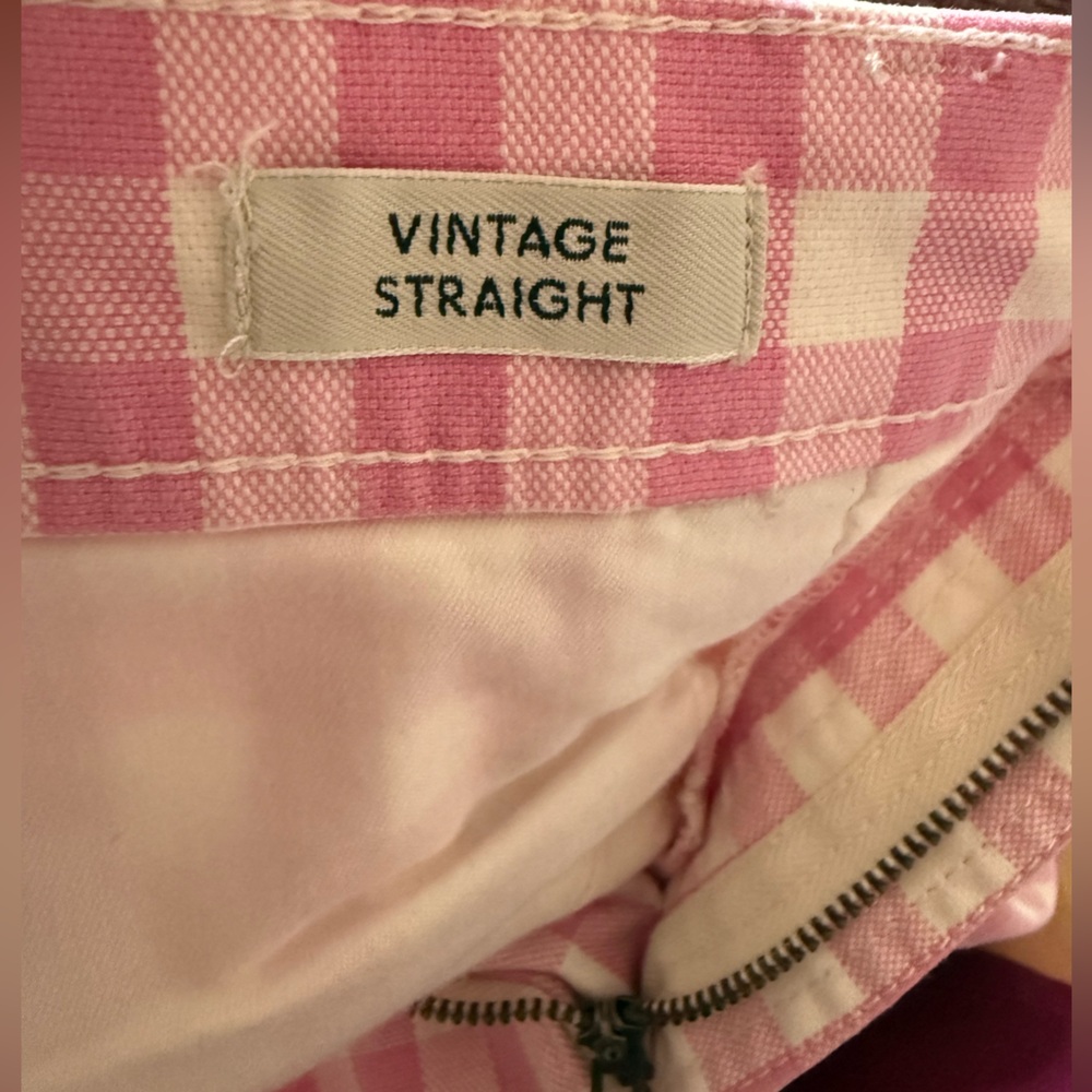 J.Crew Pink Gingham Vintage Straight Jeans Size 32 - Picture 9 of 12